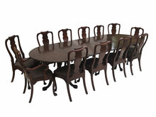 Load image into Gallery viewer, 20TH C HENKEL HARRIS MAHOGANY DOUBLE PEDESTAL DINING SET ~~ TABLE &amp; 12 CHAIRS