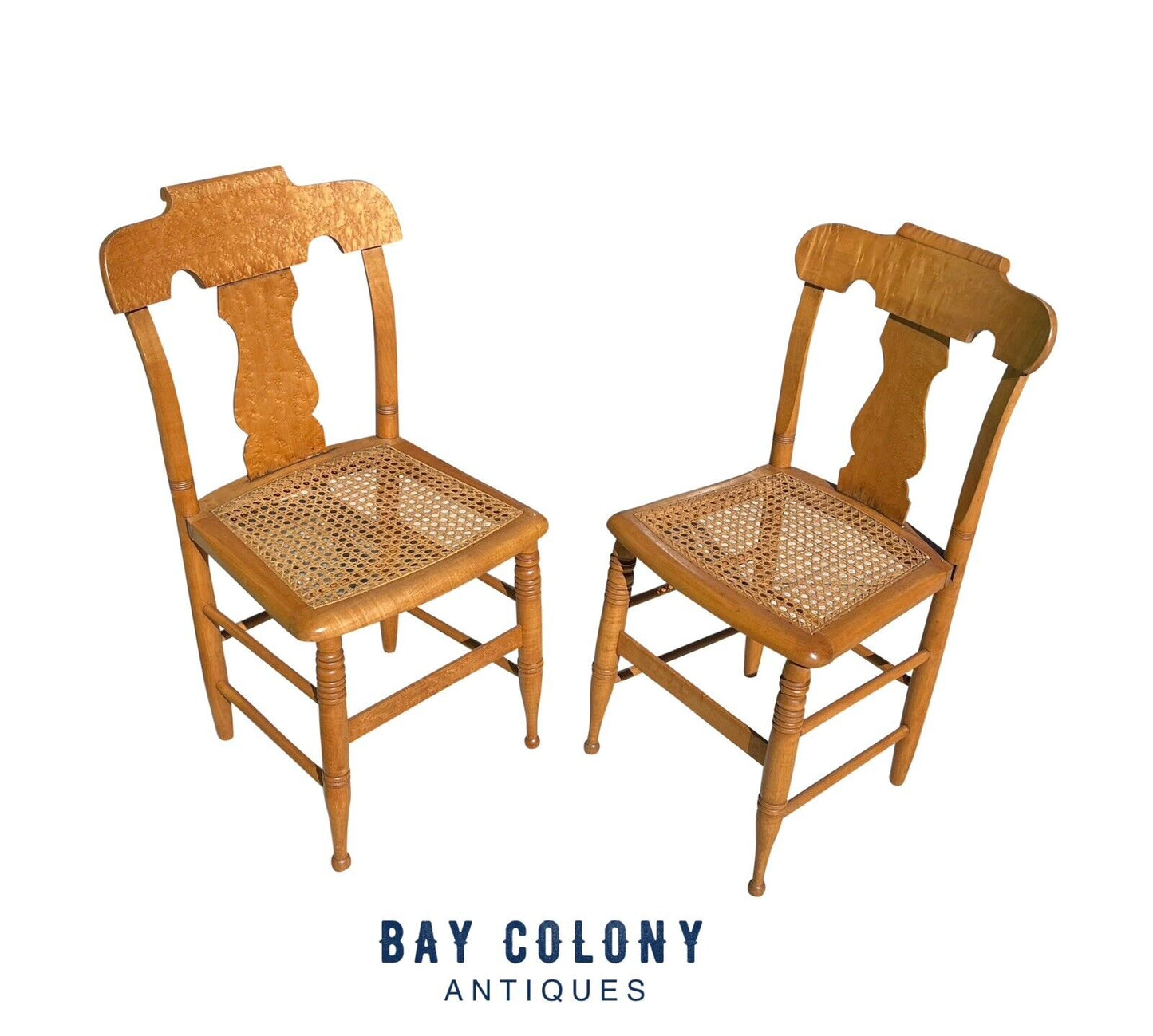 Pair of Federal Bird's Eye Maple New York Side Chairs Signed S. Ely - Circa 1830