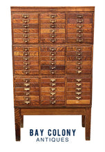 Load image into Gallery viewer, 19th C Antique Victorian Tiger Oak Library Bureau Makers Legal Size Stacking File Cabinet