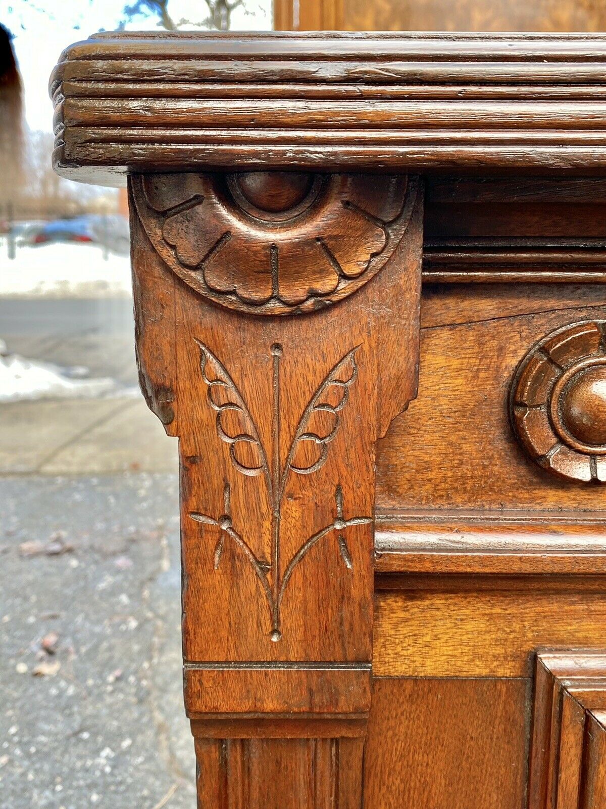 19TH C ANTIQUE VICTORIAN BURLED WALNUT FULL SIZE FLORAL CARVED BED