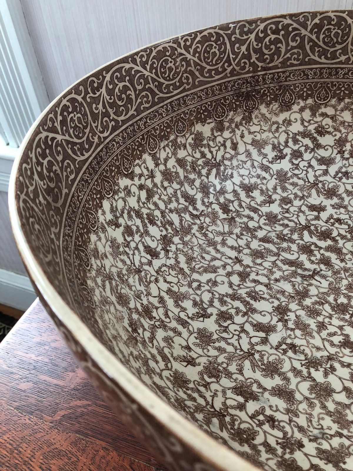 LARGE & RARE PATTERN DOULTON PUNCH BOWL WITH FASCINATING INSECTS