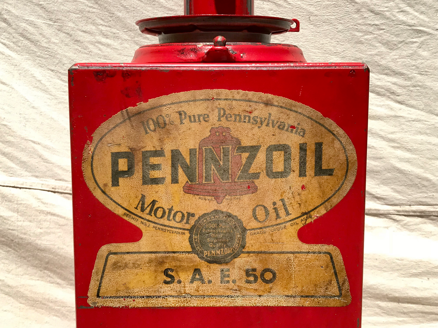 1930'S BENNETT HIGHBOY LUBE OIL DISPENSER MODEL 307 - PENZOIL - PETROLIANA