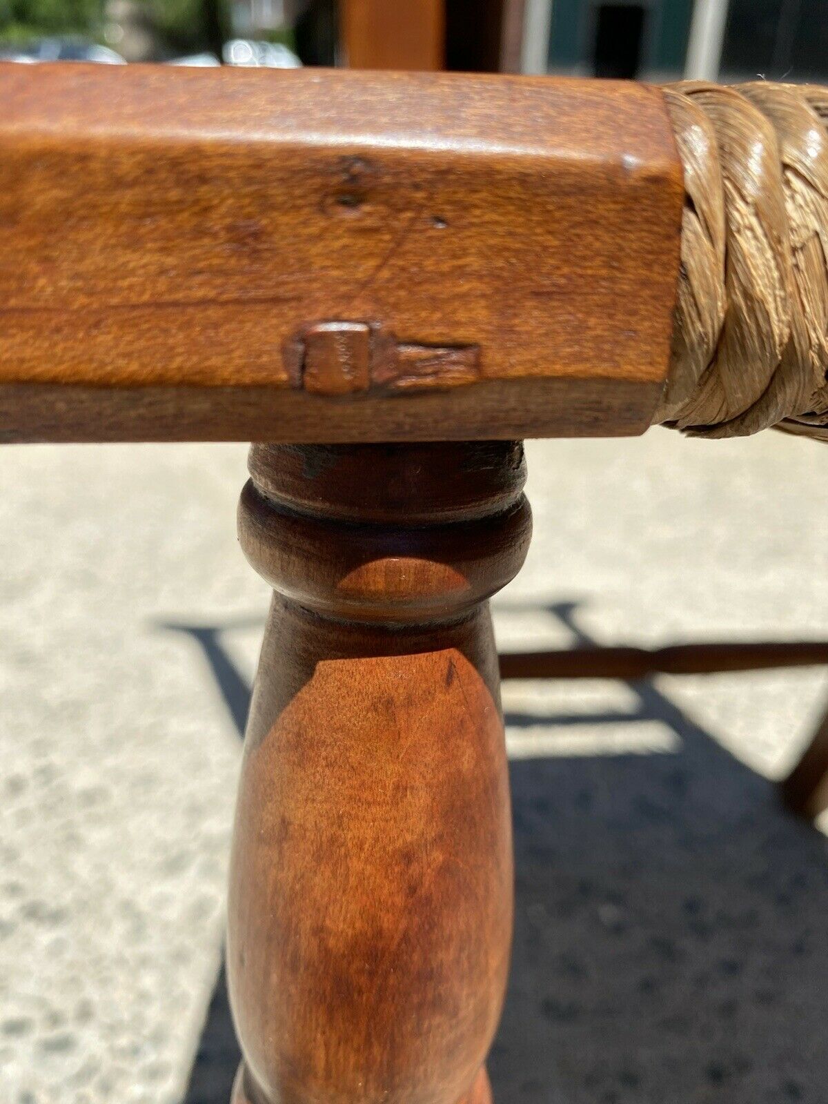 18TH C ANTIQUE CHIPPENDALE MAPLE SIDE CHAIR W/ SPANISH FEET & RUSH SEAT