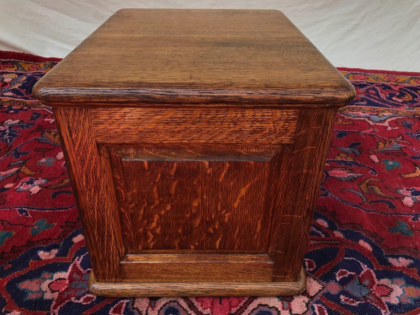 VICTORIAN TIGER OAK RAISED PANEL 3 DRAWER DESKTOP FILE CABINET