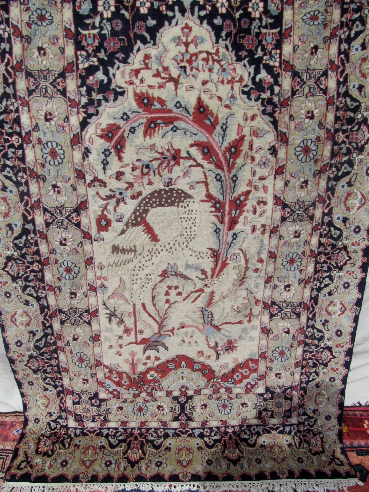 SEMI ANTIQUE PICTORIAL TABRIZ PRAYER ESTATE CARPET 6'10" x 4'1"