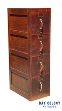Load image into Gallery viewer, 20th C Antique Arts &amp; Crafts 4 Drawer Tiger Oak Globe Wood File Cabinet