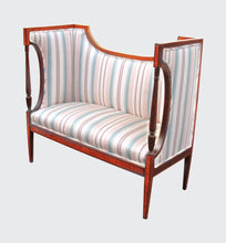 Load image into Gallery viewer, ADAMS STYLE SHERATON MAHOGANY &amp; LACEWOOD INLAID LOVESEAT WITH EXCEPTIONAL FORM