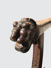 Load image into Gallery viewer, HONER CARVED OAK LEATHER SWIVEL EXECUTIVE DESK CHAIR WITH LION CARVED HEADS