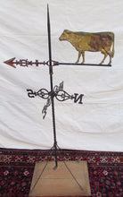 Load image into Gallery viewer, ANTIQUE DAIRY COW WEATHERVANE WITH MOUNT &amp; STANDARDS ON DISPLAY BASE BY CUSHING