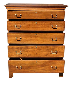 18th C Antique Cherry New England Chippendale Chest of Drawers / Dresser