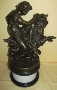 NEOCLASSICAL BRONZE OF INTOXICATED BACCHANTES MOUNTED ON RAM-SIGNED CLODION