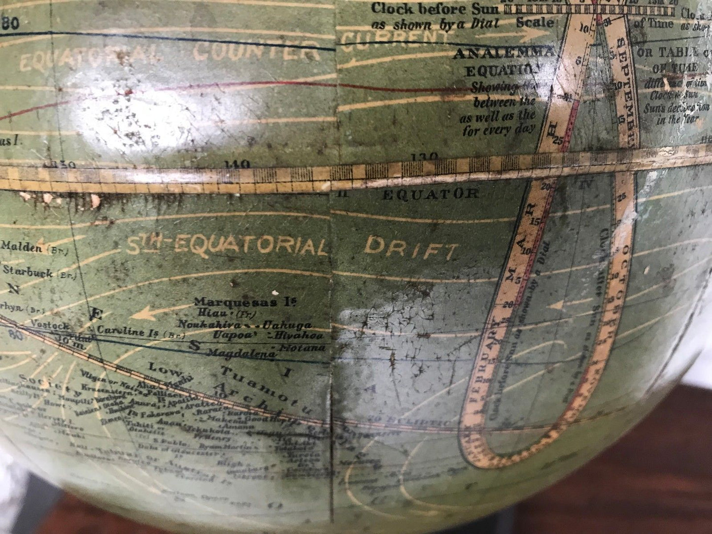 EARLY 20TH C. NEW PEERLESS 12 INCH GLOBE BY ATLAS SCHOOL SUPPLY CO. - CHICAGO