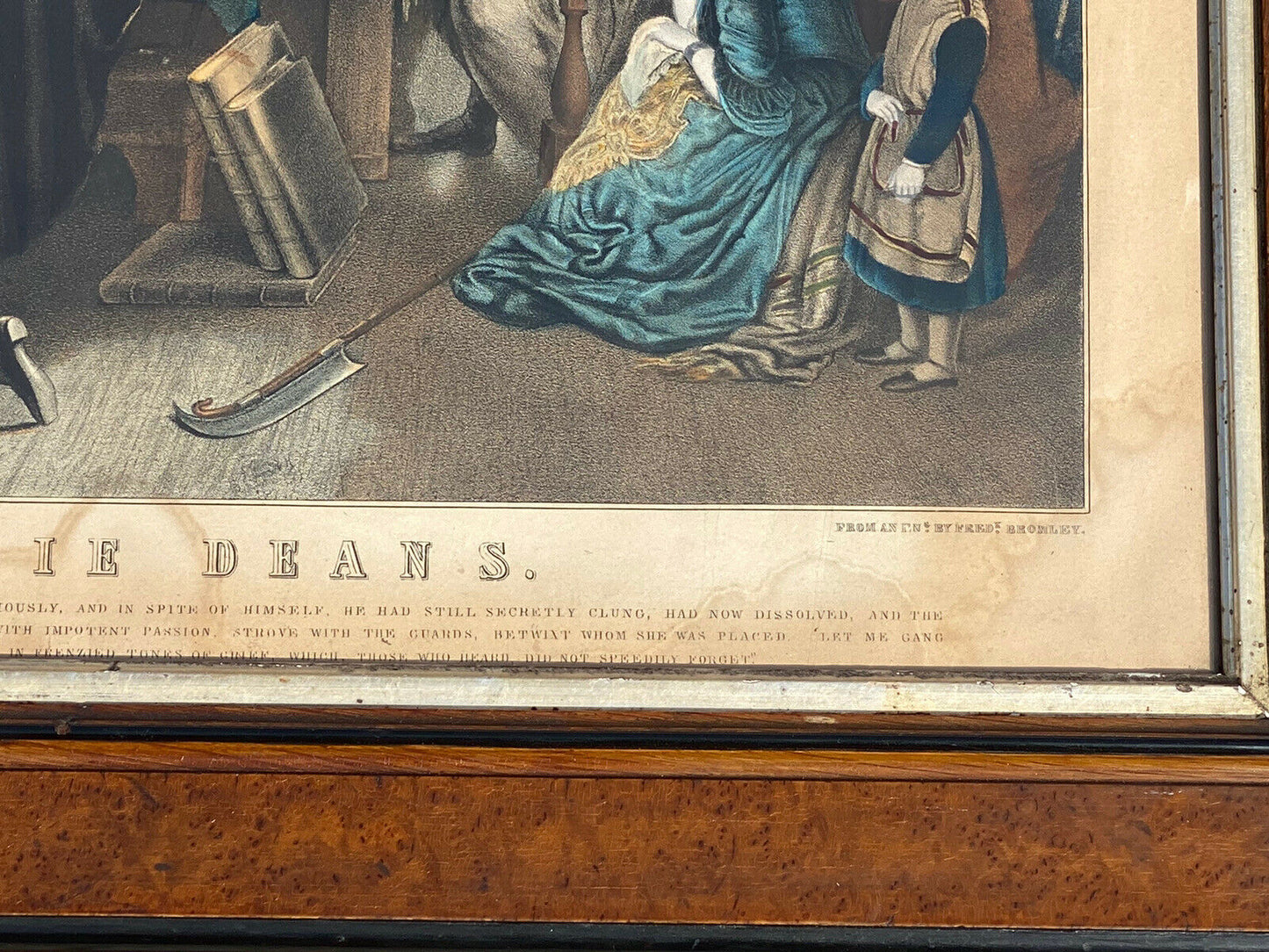 19TH C ANTIQUE COLORED LITHOGRAPH THE TRIAL OF EFFIE DEAN ~ VICTORIAN ART