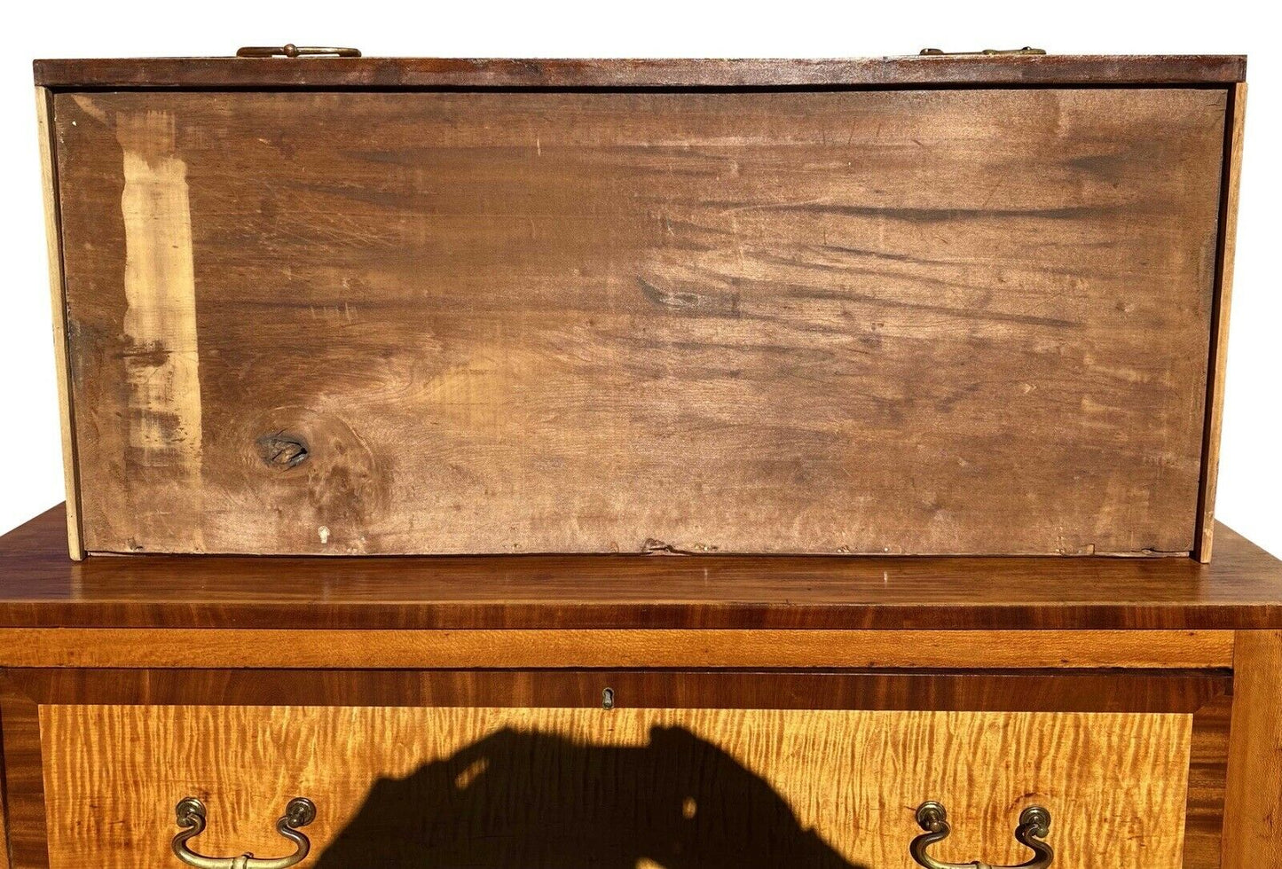 19th C Antique New England Sheraton Cherry & Tiger Maple Dresser / Chest