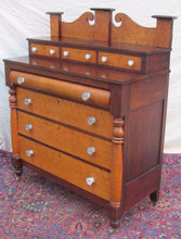 Load image into Gallery viewer, SHERATON BIRD&#39;S EYE MAPLE &amp; MAHOGANY CHEST OF DRAWERS WITH SANDWICH GLASS KNOBS