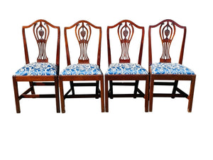 20TH C CHIPPENDALE ANTIQUE STYLE SET OF 8 CHERRY DINING CHAIRS