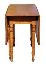 Load image into Gallery viewer, 19th C Antique Sheraton Tiger Maple 6 Leg Drop Leaf Dining Table - Curly Maple