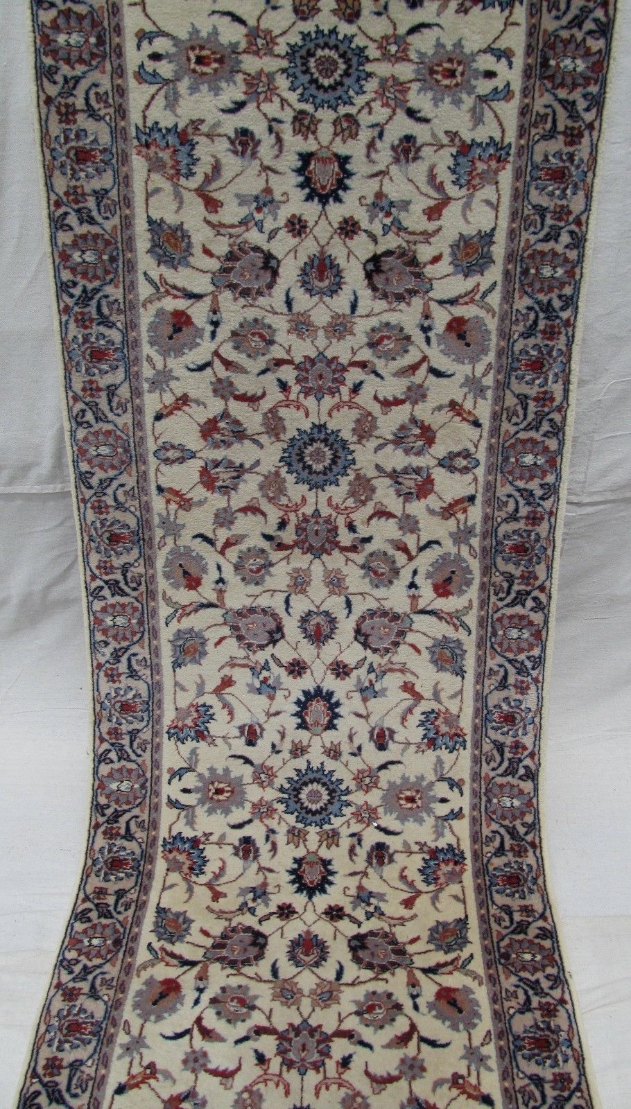 IVORY KASHAN RUNNER WITH SHAH ARABESQUE & FLORAL DESIGNS 12'6" x 2'7"