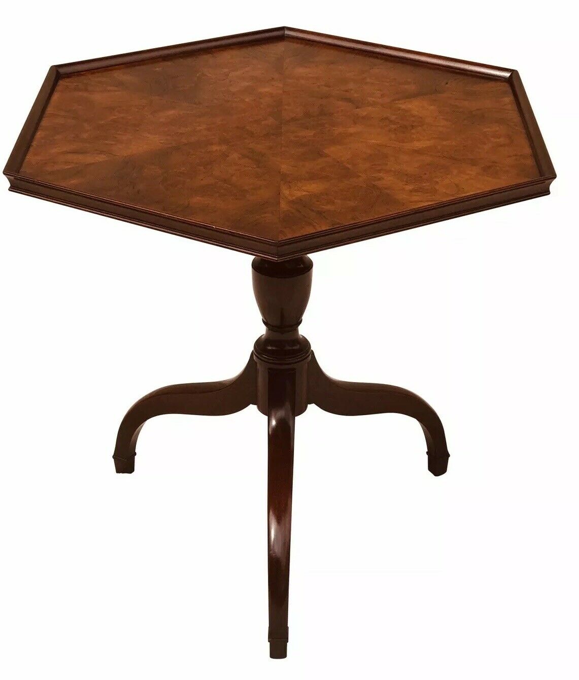 20TH C GEORGIAN ANTIQUE STYLE BURLED WALNUT SPIDER LEG STAND / TEA TABLE