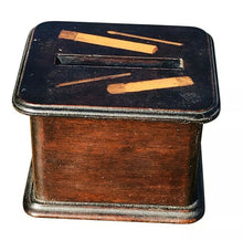 Load image into Gallery viewer, 19TH C ANTIQUE INLAID PRIMITIVE FOLK ART MECHANICAL CIGARETTE / SMOKING BOX