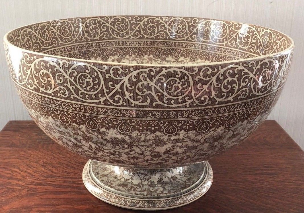 LARGE & RARE PATTERN DOULTON PUNCH BOWL WITH FASCINATING INSECTS