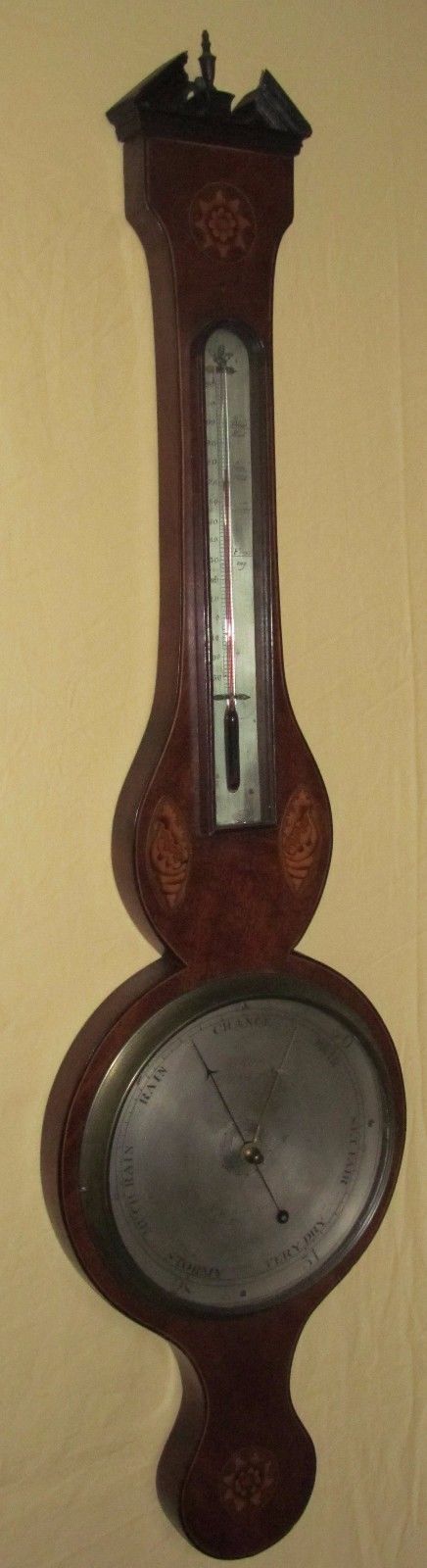 FINELY INLAID EARLY 19TH CENTURY BAROMETER WITH CONCH SHELLS & SEA ANEMONE