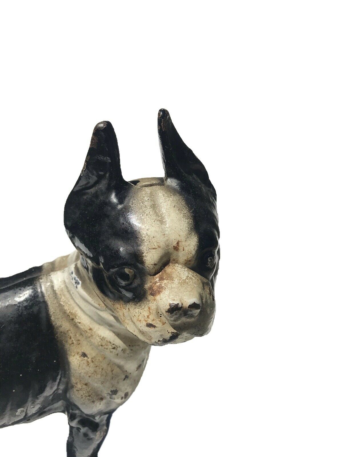 ANTIQUE HUBLEY CAST IRON BOSTON TERRIER DOORSTOP ~ GREAT ORIGINAL PAINT