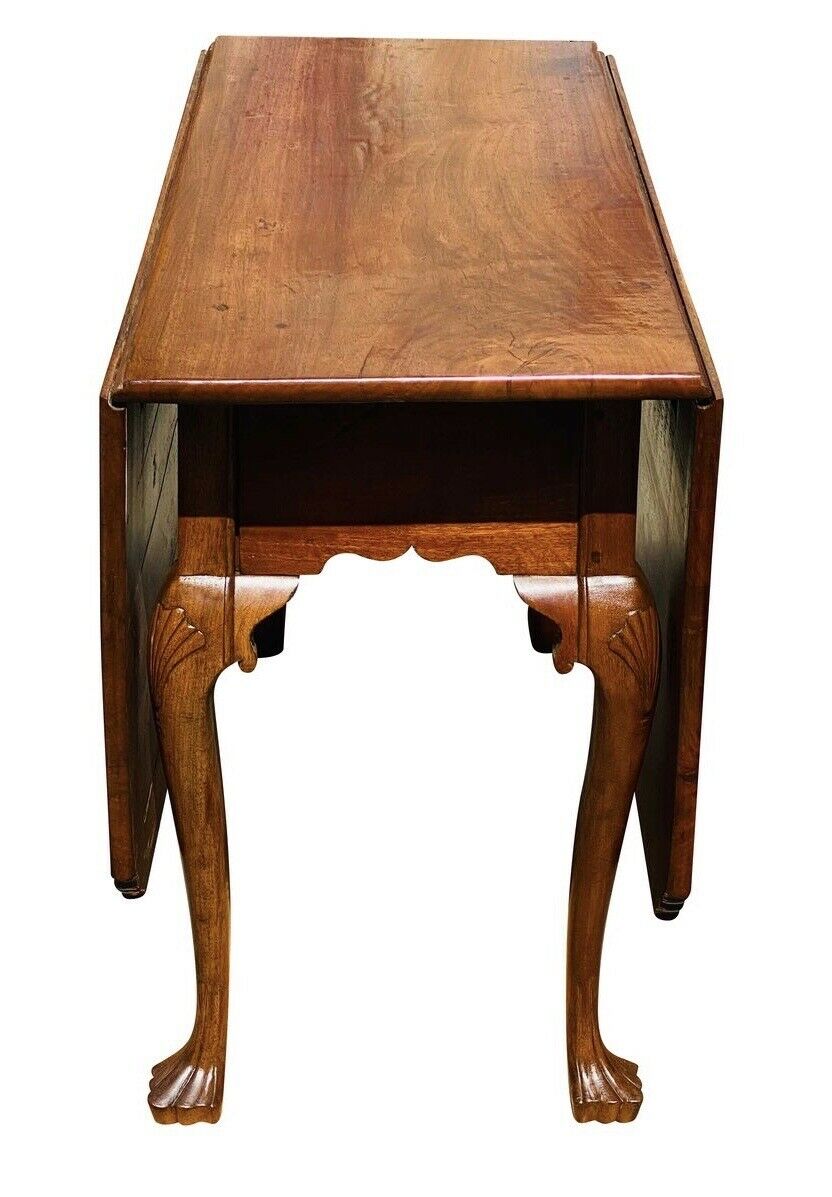 18th C Antique Pennsylvania Walnut Drop Leaf Dining Table With Trifid Feet