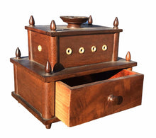 Load image into Gallery viewer, 19TH C ANTIQUE SAILOR MADE MAHOGANY SEWING BOX ~~ NAUTICAL ~~ MARITIME