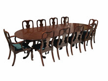 Load image into Gallery viewer, 20TH C HENKEL HARRIS DOUBLE PEDESTAL DINING SET ~ BANQUET TABLE &amp; 10 CHAIRS