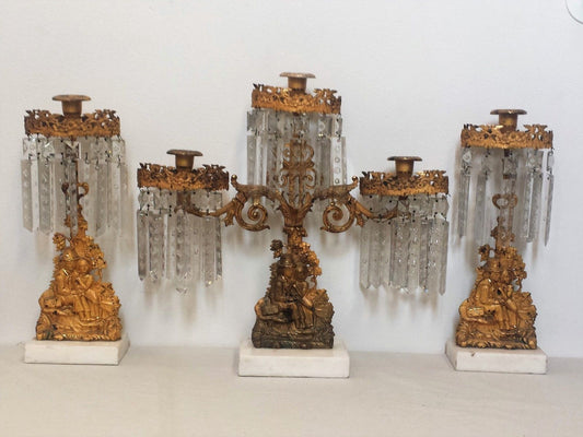 FINE 19TH CENTURY 3 PIECE GIRANDOLE CANDELABRA SET