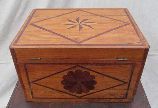 LARGE 19TH CENTURY FINELY INLAID SAILORS BOX WITH MARINERS STAR