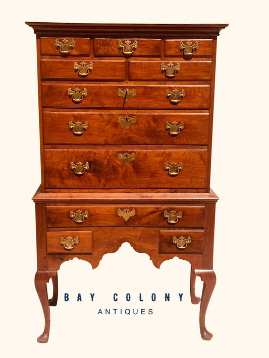 18TH C ANTIQUE QUEEN ANNE PERIOD PHILADELPHIA WALNUT HIGHBOY DRESSER / CHEST