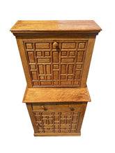 Load image into Gallery viewer, Antique Arts &amp; Crafts Oak Liquor Cabinet With Geometric Panel Doors - Rare Size
