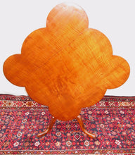 Load image into Gallery viewer, FINE 18TH CENTURY RARE FEDERAL PERIOD CLOVER SHAPED TIGER MAPLE TIP TOP TABLE