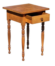 Load image into Gallery viewer, 19th C Antique Sheraton Cherry &amp; Tiger Maple Worktable / Nightstand