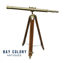 Load image into Gallery viewer, 20TH C VINTAGE BRASS MARITIME ADJUSTABLE HEIGHT TELESCOPE ~ CLEAR WORKING OPTICS