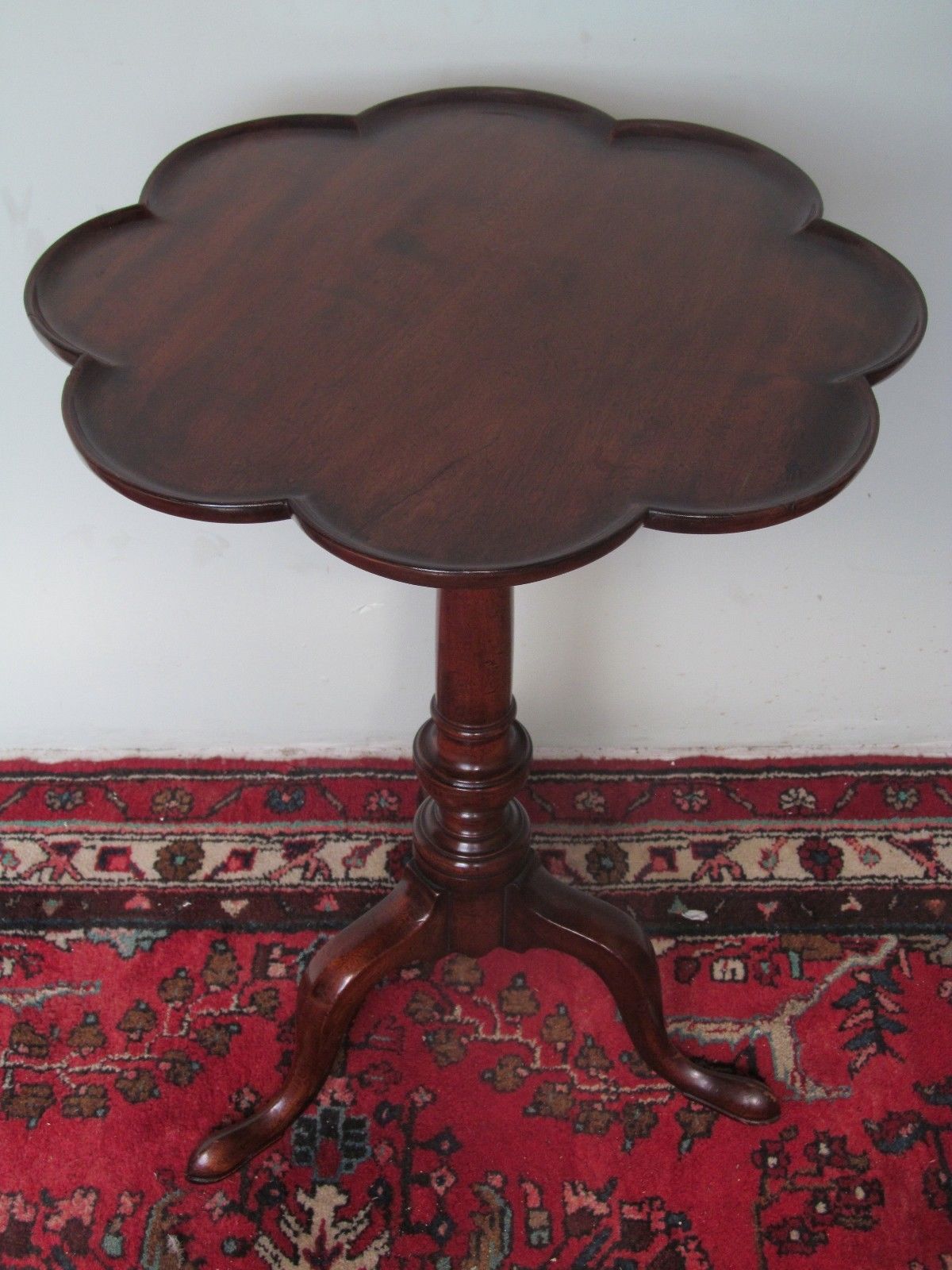 18TH CENTURY CHIPPENDALE SCALLOPED TRAY TOP MAHOGANY KETTLE STAND-OUTSTANDING!