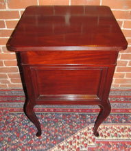Load image into Gallery viewer, VICTORIAN QUEEN ANNE STYLE MAHOGANY NIGHTSTAND WITH RAISED PANEL SIDES