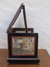 Load image into Gallery viewer, ANTIQUE DECORATED LIQUOR TANTALUS WITH BRASS &amp; ROSEWOOD INLAYS