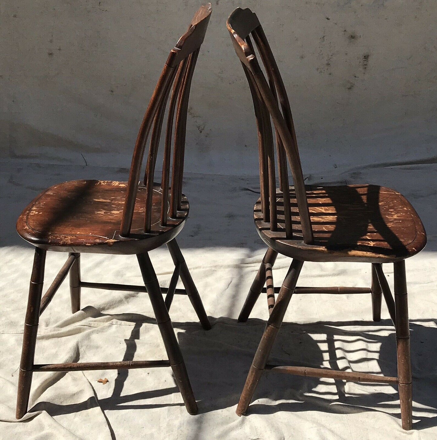 SET OF 6 PINE THUMB BACK COUNTRY PRIMITIVE ANTIQUE WINDSOR CHAIRS