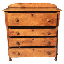 Load image into Gallery viewer, 19TH C ANTIQUE TIGER MAPLE COUNTRY PRIMITIVE DRESSER / CHEST