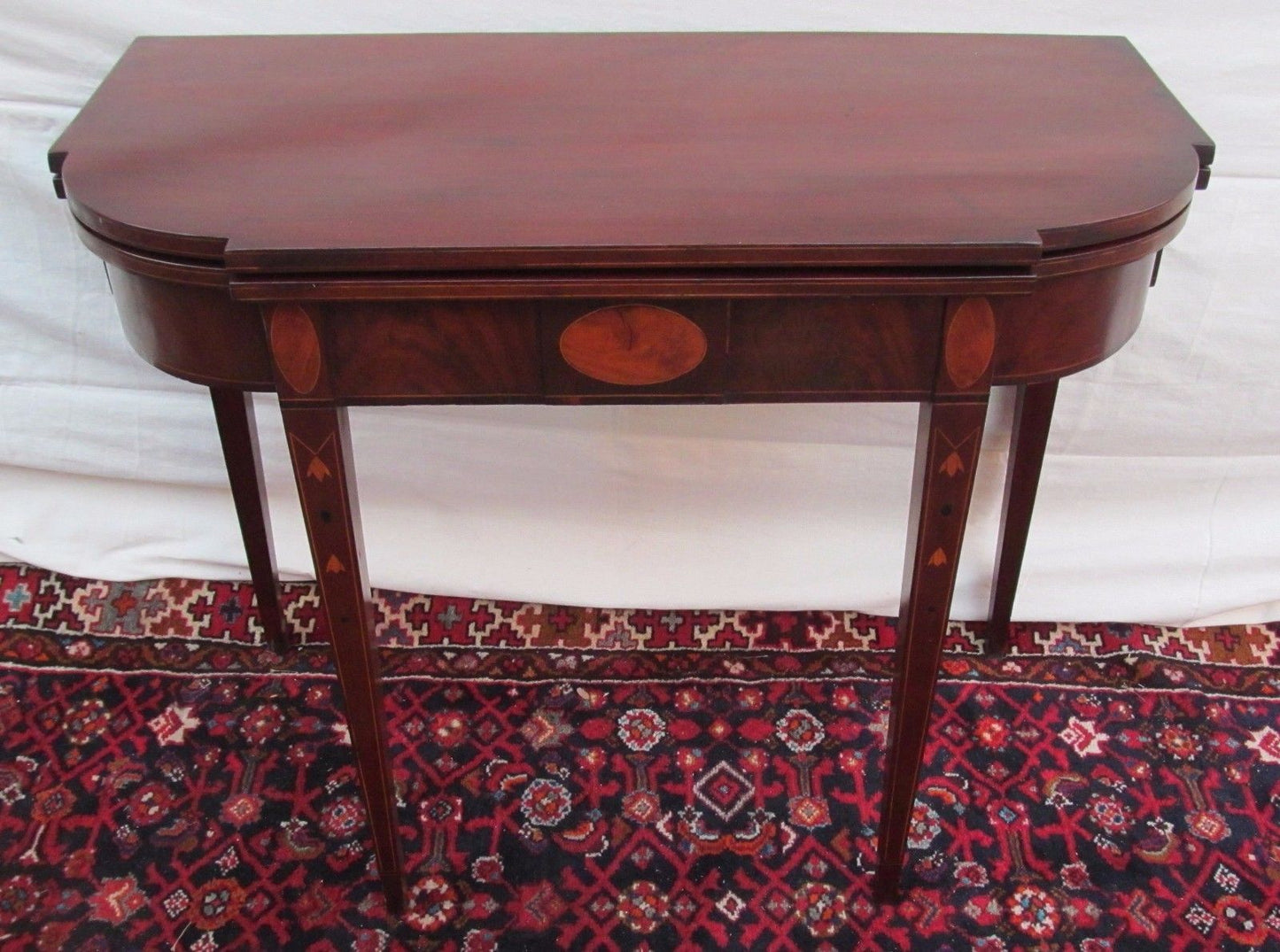 18TH CENTURY INLAID MAHOGANY MASSACHUSETTS HEPPLEWHITE GAME TABLE-FINEST ITEM!