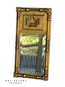 19th Century Antique Sheraton Beveled Glass Shell Carved Gilt Mirror