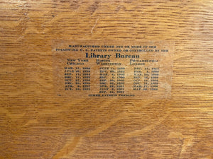 20TH C ANTIQUE ARTS & CRAFTS LIBRARY BUREAU 4 DRAWER TIGER OAK FILE CABINET