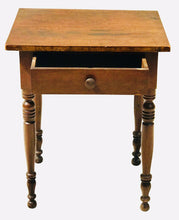 Load image into Gallery viewer, 19TH C ANTIQUE SHERATON COUNTRY PRIMITIVE NEW ENGLAND WORK TABLE / NIGHTSTAND