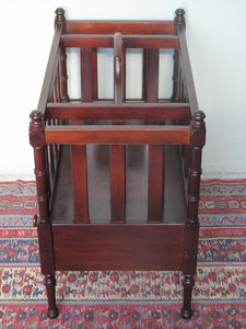 VINTAGE CHIPPENDALE STYLE MAHOGANY CANTERBURY WITH DRAWER