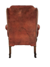 Load image into Gallery viewer, EARLY 20TH C ANTIQUE STYLE OX BLOOD RED TUFTED LEATHER LIBRARY ARM CHAIR