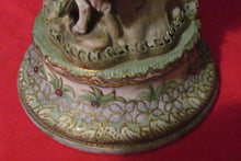 Load image into Gallery viewer, PAIR-DRESDEN FIGURAL CANDELABRA-COURTING COUPLE WITH LAMBS