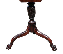 Load image into Gallery viewer, 18th C Antique New York Mahogany Federal Tilt Top Candlestand W/ Lion Paw Feet